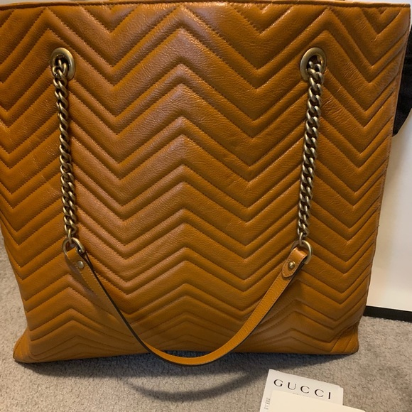 GUCCI 524576 GG Marmont 2.0 Azalea Tote in Cognac - Picture 4 of 4